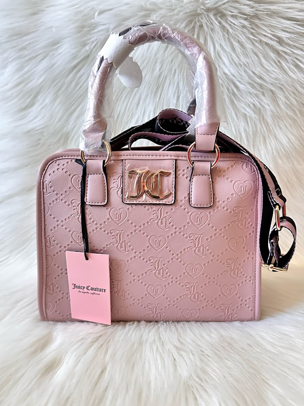 NWT Juicy Couture Blush Pink Satchel/ Crossbody Heart Logo Embossed Y2K Chic Bag